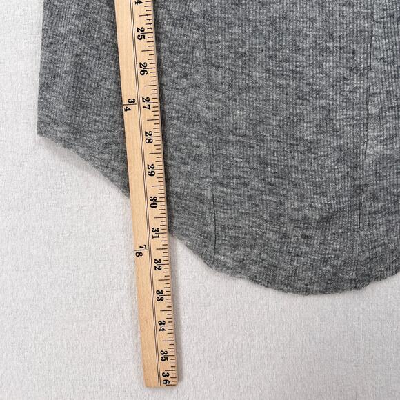 HELMUT LANG Ribbed T Shirt Womens Small Gray Wool Scoop Neck Tunic Shirttail Hem - Picture 13 of 13